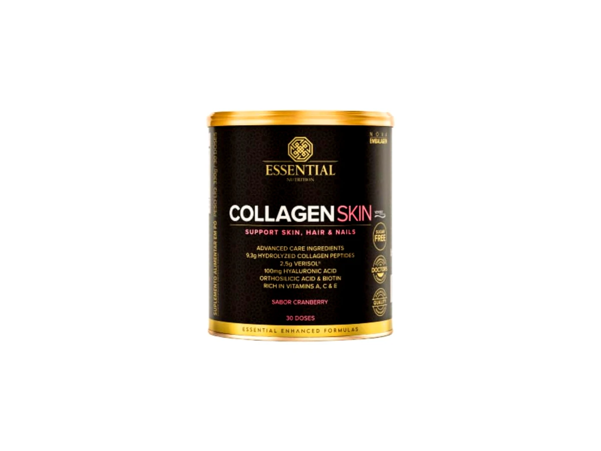 Essential Nutrition Collagen Skin com Peptídeos Bioativos de Colágeno Verisol sabor Cranberry 300g