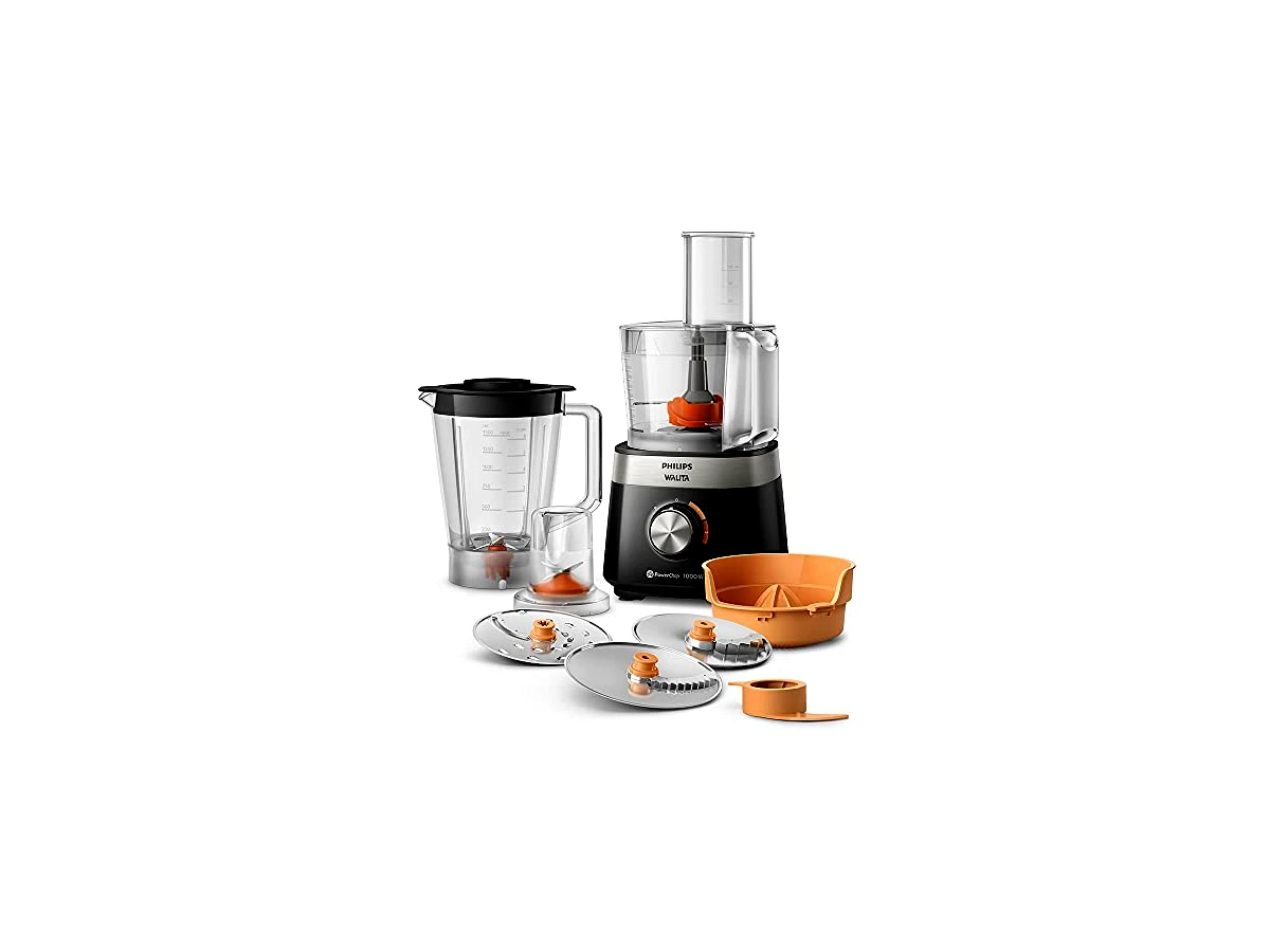 Philips Walita Multiprocessador PowerChop 1000, Preto, Recipiente com capacidade de 1,5 litros, Duas velocidades, 8 acessórios, 1000W, 220V (RI7303/90)