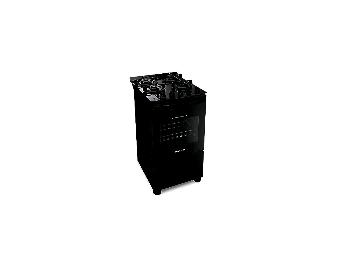 Fogão Brastemp 4 Bocas Preto com Mesa de Vidro e Dupla Chama BFO4XAE
