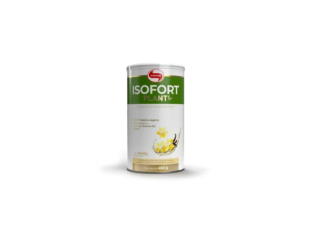 Vitafor ISOFORT Plant Proteína Isolada de Ervilha e Arroz Sabor Baunilha 450g