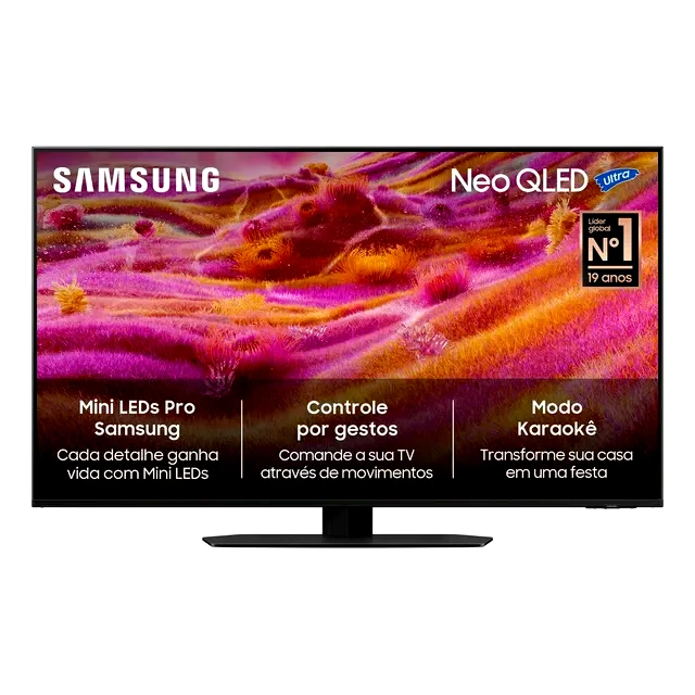 Revisão Smart TV Samsung 43" Neo QLED 4K QN90F: O monitor gamer definitivo disfarçado de TV para salas iluminadas